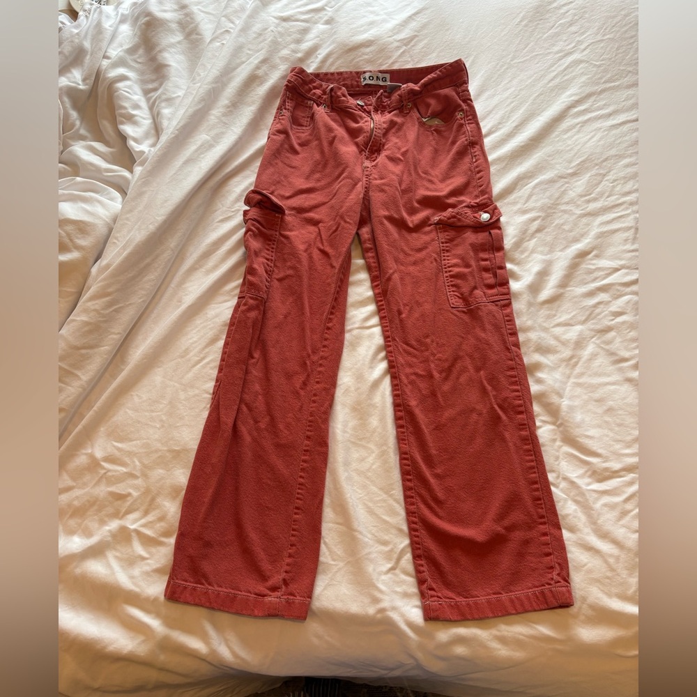 Coral Orange Cargo Pants